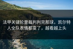 法甲关键轮里裁判判完那球，凯尔特人全队表情都变了，越看越上头