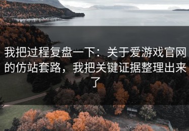 我把过程复盘一下：关于爱游戏官网的仿站套路，我把关键证据整理出来了