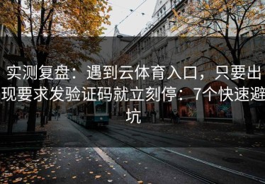 实测复盘：遇到云体育入口，只要出现要求发验证码就立刻停：7个快速避坑