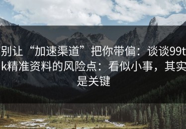 别让“加速渠道”把你带偏：谈谈99tk精准资料的风险点：看似小事，其实是关键